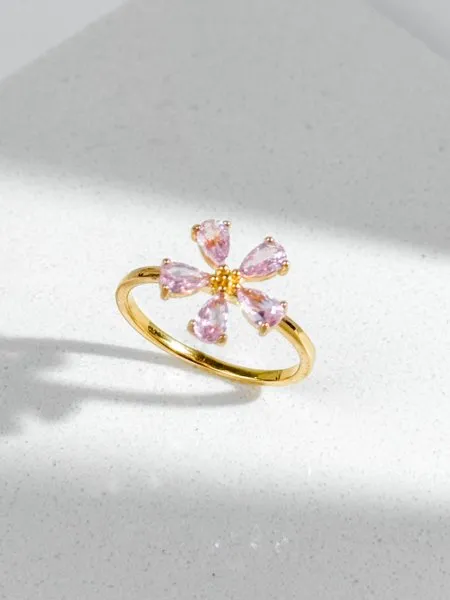 Anel Flor Margarida Babadeira Rosa Pink
