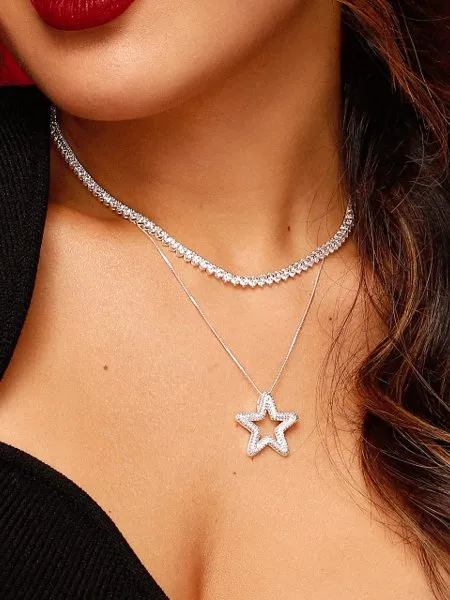 Colar Estrela Cravejada Babadeira